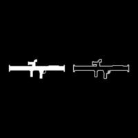 Store grenade launcher bazooka gun rocket system set icon white color vector illustration image solid fill outline contour line thin flat style