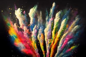 Colored Holi fireworks. photo