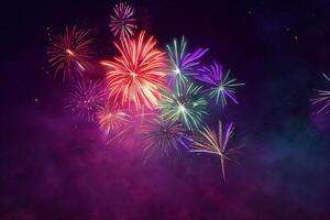 Sparkling color fireworks. photo