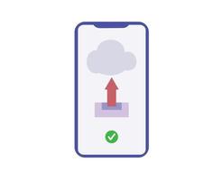 icon upload data on cloud computer with mobile phone vector