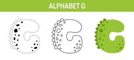 Alphabet G tracing and coloring worksheet for kids vector