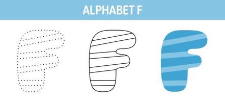 Alphabet F tracing and coloring worksheet for kids vector