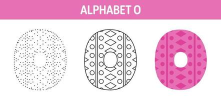 Alphabet O tracing and coloring worksheet for kids vector