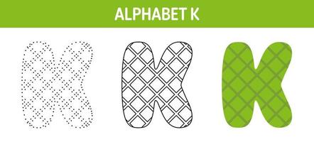 Alphabet K tracing and coloring worksheet for kids vector