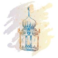 Hand drawn sketch of lantern Arabic vector