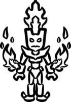 black and white of robot cartoon vector