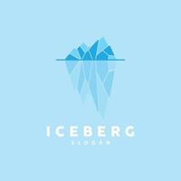 Iceberg Logo, Antarctic Mountains Vector In Ice Blue Color, Nature Design, Product Brand Illustration Template Icon