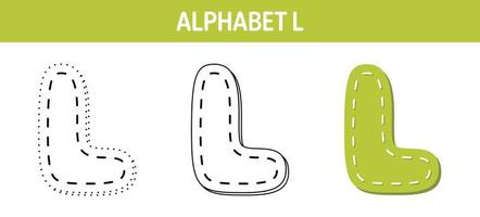 hoja de trabajo para colorear y trazar el alfabeto l para niños vector