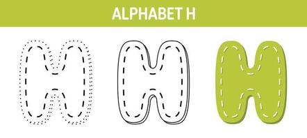 Alphabet H tracing and coloring worksheet for kids vector