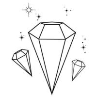 Diamonds with stars. Gems. Abstract symbol for cosmetics and packaging, jewelry, logo, tattoo. Esoteric vector