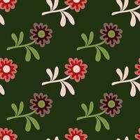 Cute flower seamless pattern in simple style. Hand drawn floral endless background. vector
