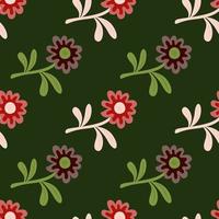 Cute flower seamless pattern in simple style. Hand drawn floral endless background. vector