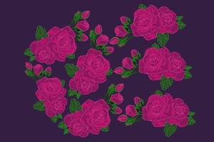 pink rose illustration purple background photo