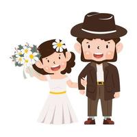 Happy couple bride and groom for wedding vector