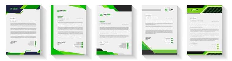 oficial mínimo creativo resumen profesional Boletin informativo corporativo moderno negocio propuesta membrete diseño modelo conjunto con verde color. letra cabeza diseño conjunto con verde color. vector