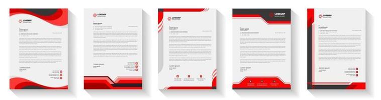 official minimal creative abstract professional newsletter corporate modern business proposal letterhead design template set with red color. letter head design set with red color. vector