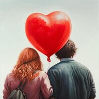 Valentine's back with heart-shaped balloon, Valentine's Day. photo