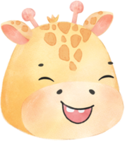 cute watercolour baby giraffe face head emotion expressing nursery hand drawn png