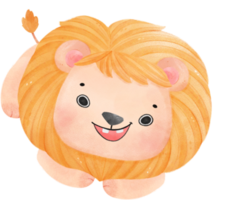 cute happy baby lion kid playful innocence animal cartoon watercolour illustration png