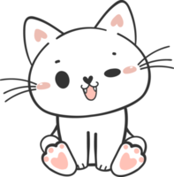 cute funny happy white kitten cat cartoon character doodle drawing png