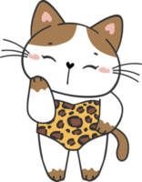 cute summer funny playful kitten cat in sexy bikini swimsuit cartoon doodle hand drawing png