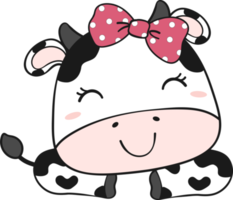 mignonne content sourire bébé vache visage les enfants dessin animé personnage griffonnage main dessin png