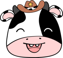 Cute happy smile baby cow face children cartoon character doodle hand drawing png