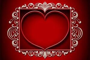 Patterned red hearts on red background valentine's day. photo