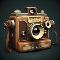 Old camera illustration, with background. AI photo