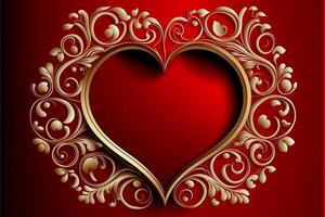 Patterned red hearts on red background valentine's day. photo