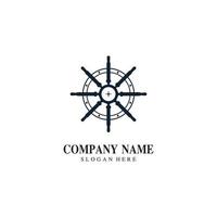 Cruise ship rudder template logo design with ocean waves. vector