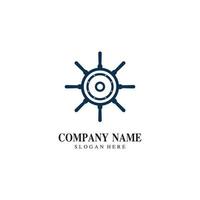 Cruise ship rudder template logo design with ocean waves. vector