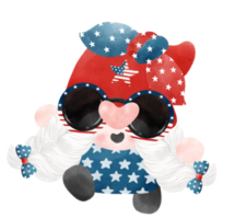 mignonne amusement content 4e de juillet gnome célébrer Amérique liberté indépendance journée aquarelle illustration png