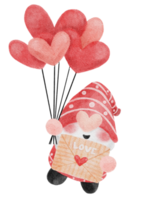 cute watercolour happy smile Valentine love gnome cartoon doodle hand drawn png