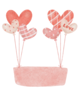 schattig zoet grillig waterverf hart vorm ballonnen hand- schilderij liefde Valentijn png