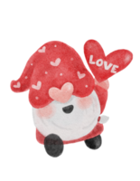 mignonne aquarelle content sourire Valentin l'amour gnome dessin animé griffonnage main tiré png