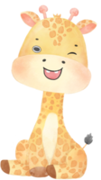 mignonne aquarelle content bébé innocence girafe faune animal dessin animé garderie illustration png
