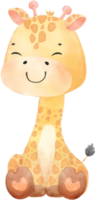 mignonne aquarelle content bébé innocence girafe faune animal dessin animé garderie illustration png