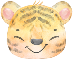 cute happy adorable baby tiger face watercolour animals wildlife cartoon painting png