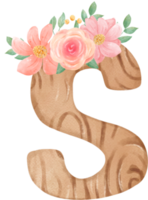 mignonne aquarelle floral en bois alphabet lettre s png