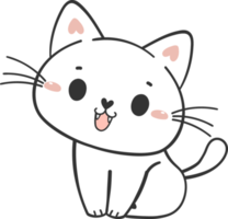 cute funny happy white kitten cat cartoon character doodle drawing png