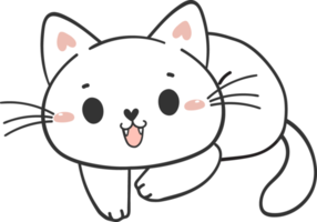 mignonne marrant content blanc chaton chat dessin animé personnage griffonnage dessin png