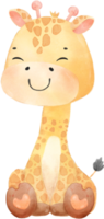 watercolour cute happy baby giraffe animal cartoon hand drawn png