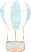 söt mjuk blå varm luft ballong med tömma mysigt korg ljuv barn nyckfull vattenfärg illustration png