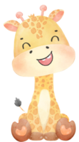 carino acquerello contento bambino innocenza giraffa natura animale cartone animato asilo illustrazione png