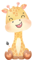 schattig waterverf gelukkig baby onschuld giraffe dieren in het wild dier tekenfilm kinderkamer illustratie png