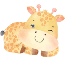linda acuarela contento bebé inocencia jirafa fauna silvestre animal dibujos animados guardería ilustración png