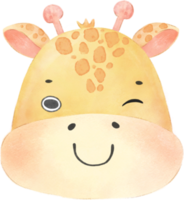 carino acquerello bambino giraffa viso testa emozione esprimendo asilo mano disegnato png