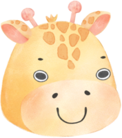 fofa aguarela bebê girafa face cabeça emoção expressando berçário mão desenhado png