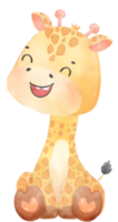 acuarela linda contento bebé jirafa animal dibujos animados mano dibujado png